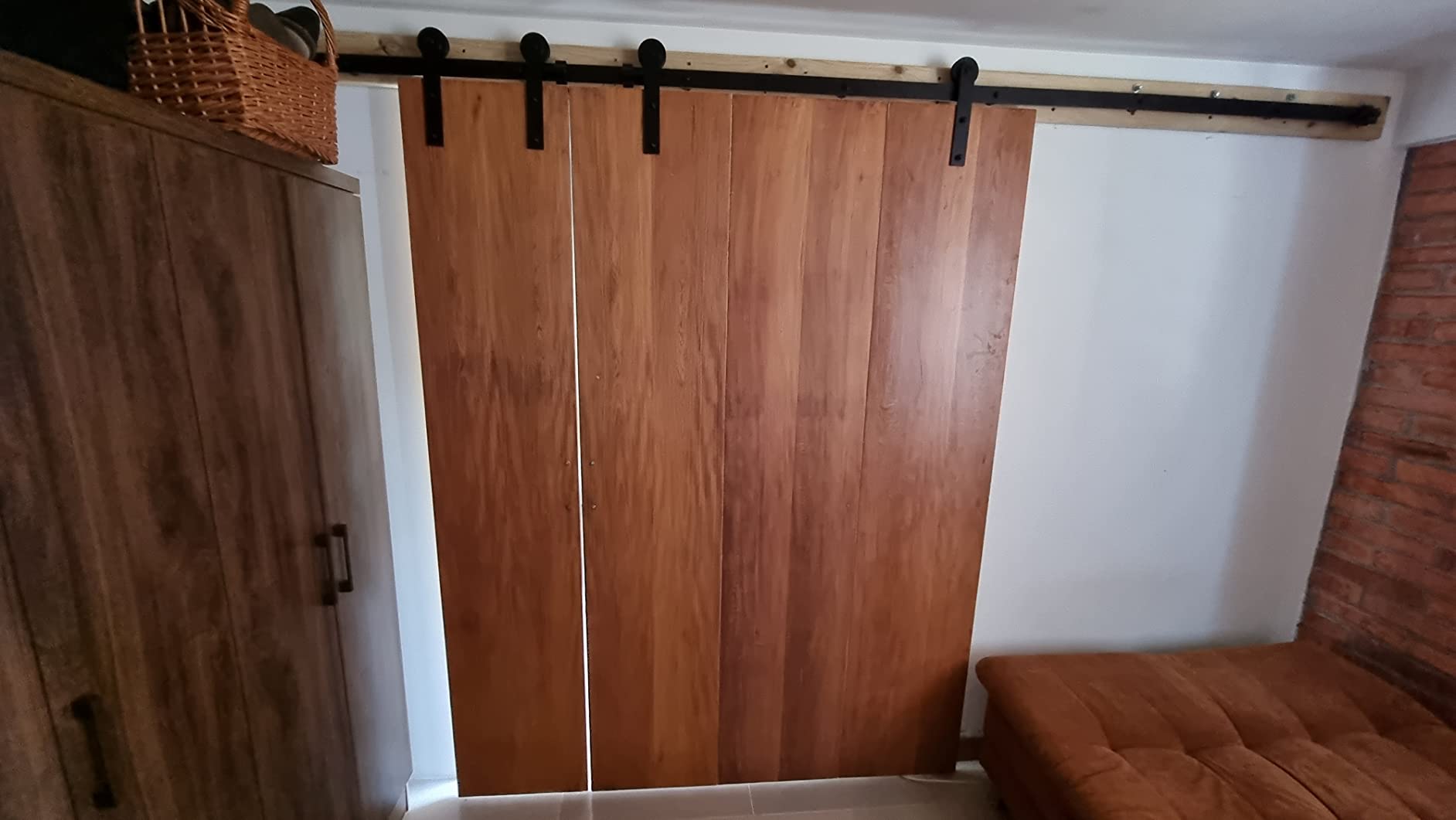 CCJH 6FT Heavy Duty Sturdy Sliding Barn Door Hardware Kit -Smoothly and Quietly -Easy to Install Fit 36