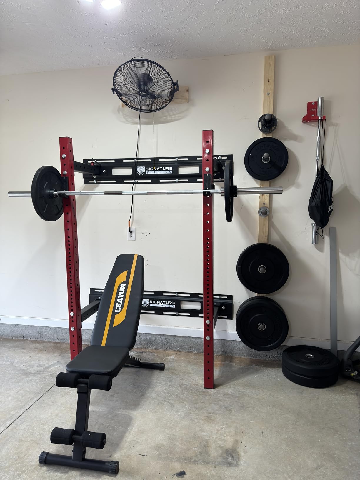 Signature Fitness Fitvids Wall Mounted Fold-in Power Cage Squat Rack with Adjustable Pull Up Bar and J Hooks - Space-Saving Home Gym,Multiple Sizes customer photo 2