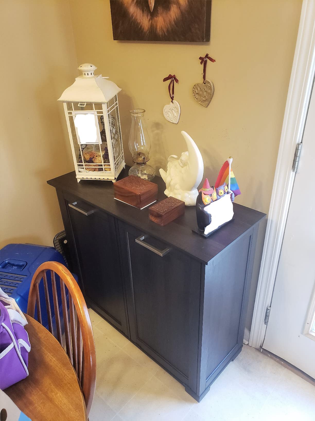 OLD CAPTAIN Tilt-Out Laundry Sorter Cabinet/Wooden Tilt Out Trash Cabinet, with Negative ion and deodorizing Function to Ensure The Cleanliness of The Kitchen Trash can(White) customer photo 2