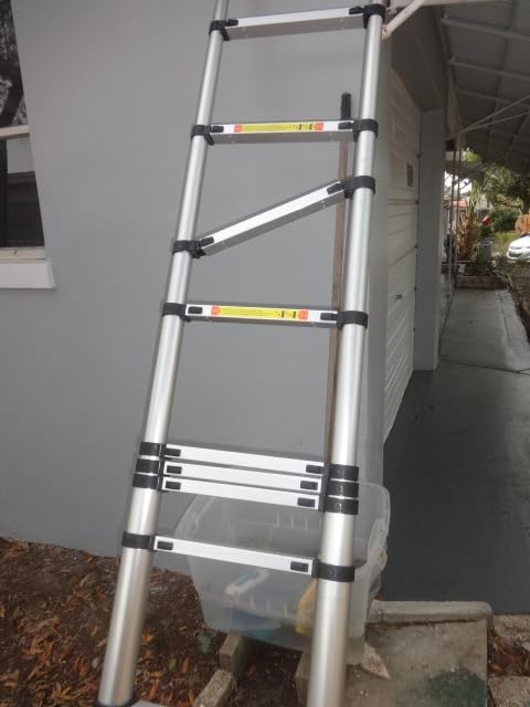 Telescoping Extension Ladder 14.5 FT, Folding Telescopic Aluminum Ladders, Lightweight Collapsible Ladder Step for RV Roof Attic Home, 330 LB Capacity customer photo 1