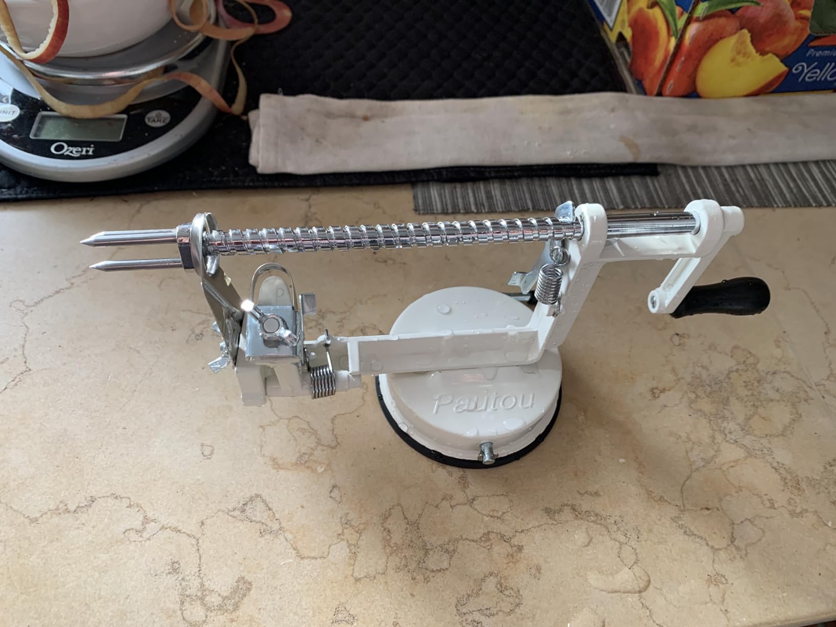 Apple Peeler, Slicer Corer Potato Peelers 3 In 1, Stainless Steel Heavy Duty with Suction Cup Base And 3 Extra Blades (Red) customer photo 2