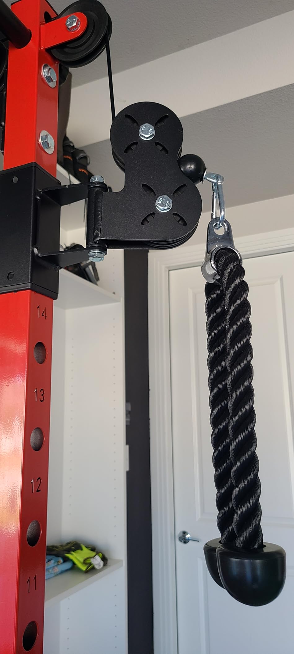 Mikolo Folding Squat Rack, Wall Mounted Power Rack with Cable Crossover Machine & LAT Pull Down, Functional Trainer with 5 Adjustable Function Modes, Home Gym Package customer photo 2