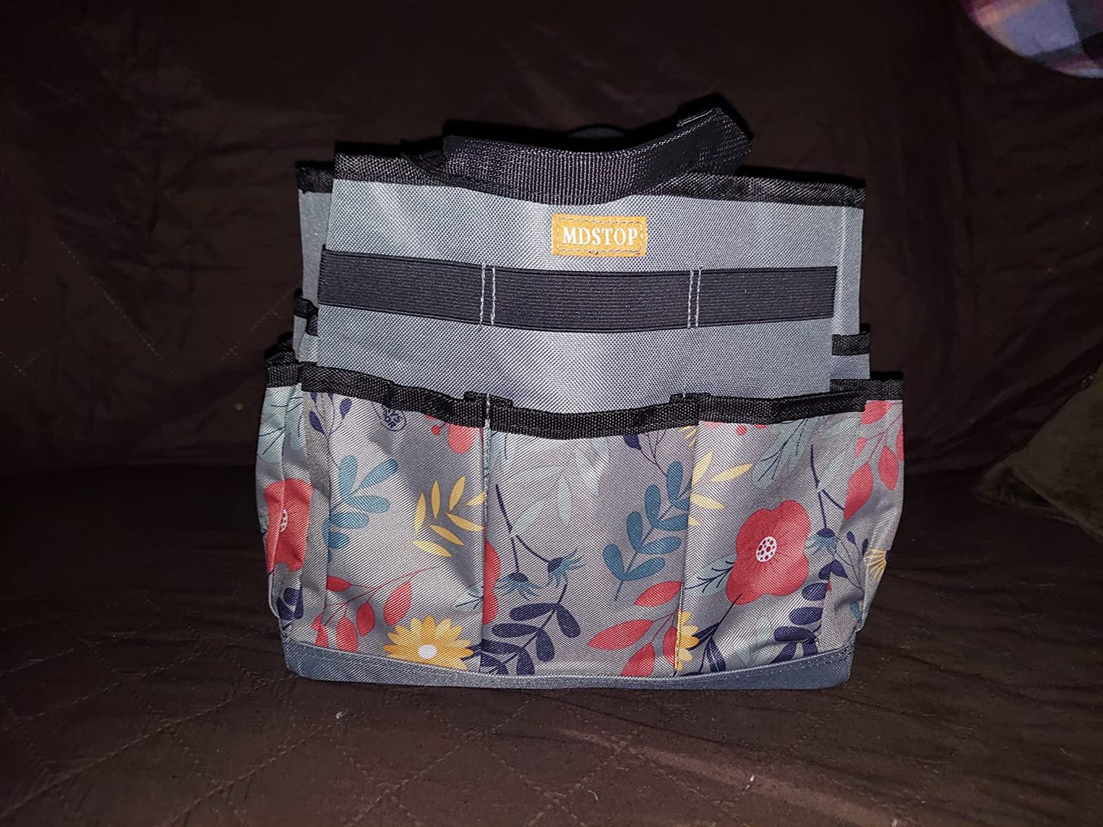 MDSTOP Garden Tool Bag, Garden Tool Kit Holder Home Organizer Storage Carrier, Oxford Garden Hand Tool Storage Tote Organizer with Handle and 8 Roomy Pockets, Floral Gardening Gift, Tools Not Included customer photo 1