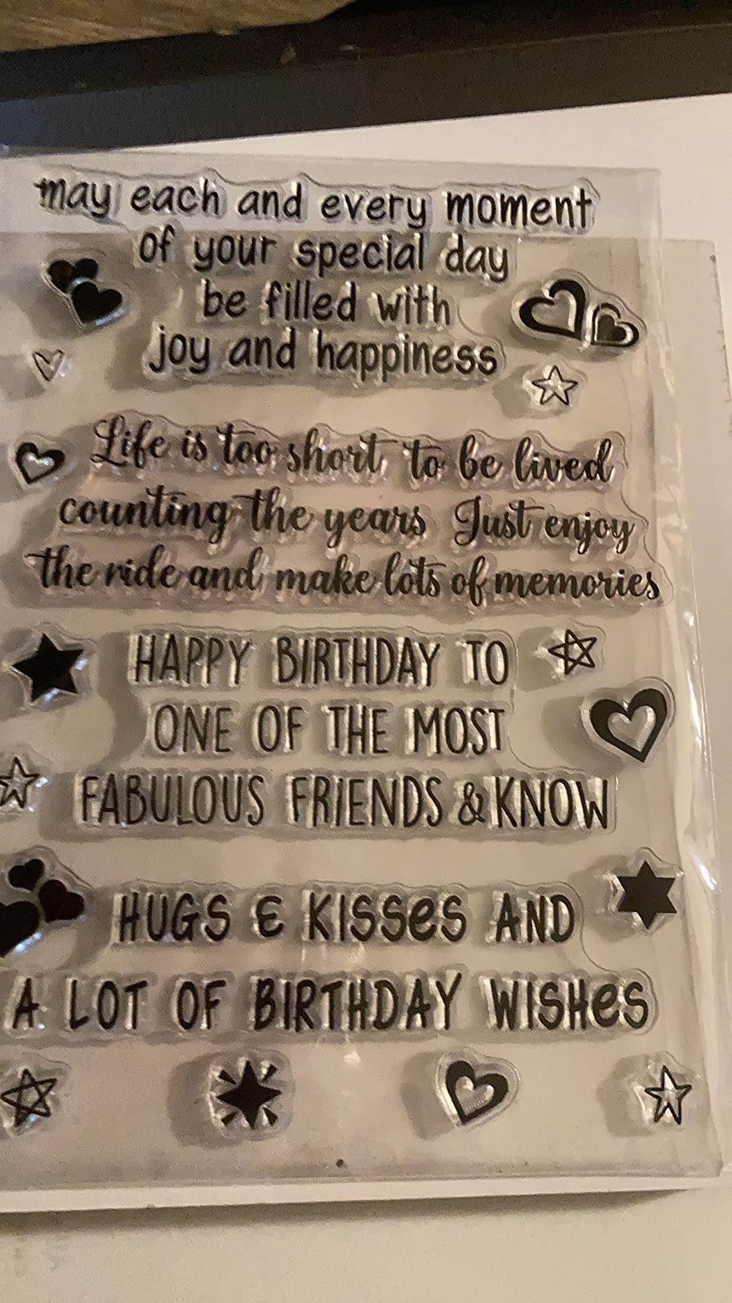 Clear Stamps for Card Making, 4 Sheets Sentiments, 3 Acrylic Blocks | Happy Birthday Rubber Stamps, Grid Line Blocks, DIY Scrapbooking, Journaling, Ink Pad Compatible customer photo 2