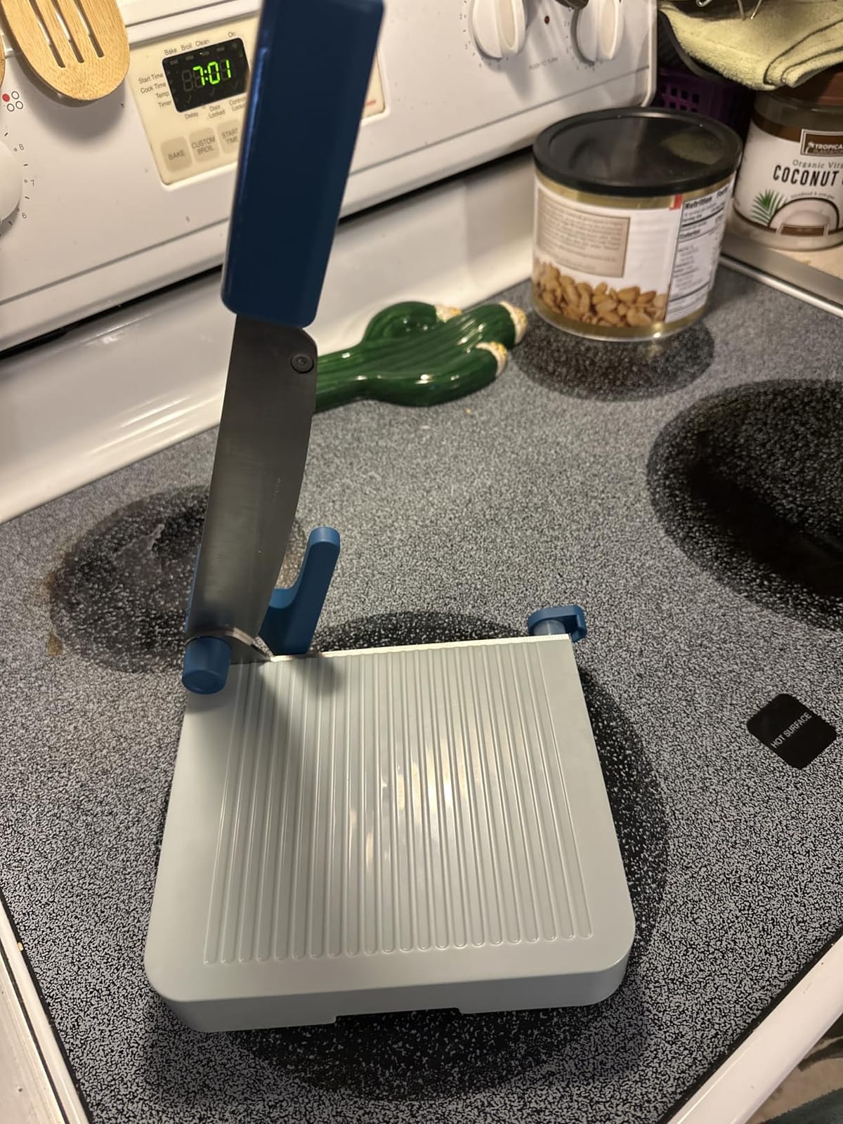 KITCHENDAO Multipurpose Cheese Slicer Cutter with Board for Arthritic and Weak Hands, Adjustable Thickness Dial for Block Cheese, Effortless Slicing, Guillotine Sausage Ham Biltong Jerky Slicer customer photo 1