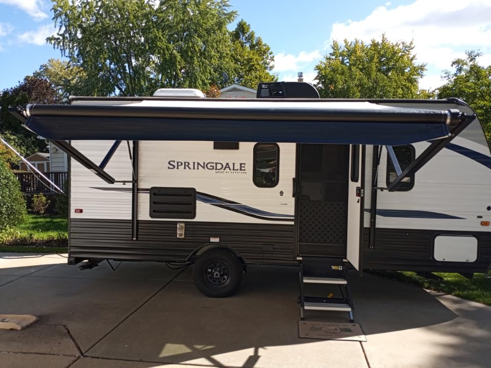 Awnlux White Motorized Modular Retractable RV Awning Full Set Assemblies for RV, 5th Wheel, Travel Trailers, Toy Haulers, and Motorhome - RV Trailer Awning for Home or Camper - 20x8 Ft - Black Strip customer photo 1