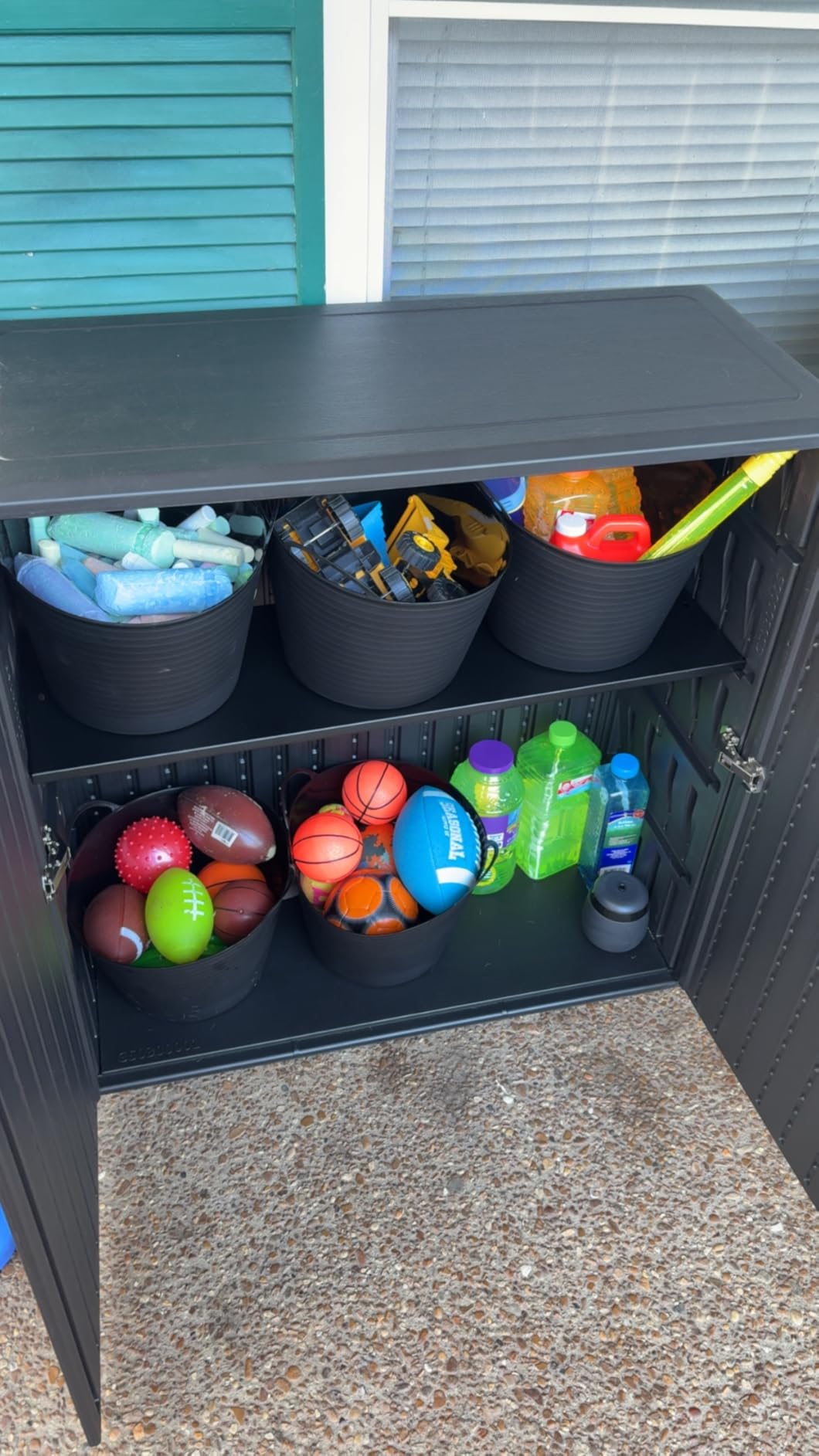 Mrosaa Indoor Outdoor Storage Cabinet Waterproof with Shelf, Off White Plastic Outdoor Cabinets for Patio/Garden/Backyard, Size 34.3''L*15''W*36.2''H customer photo 1