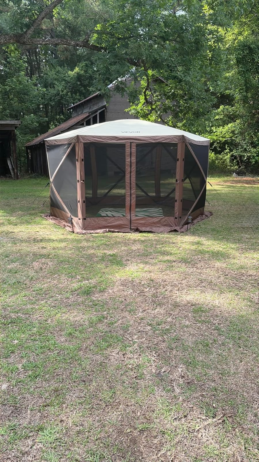 VEVOR Camping Gazebo Screen Tent, 12x12ft, Brown/Beige customer photo 1