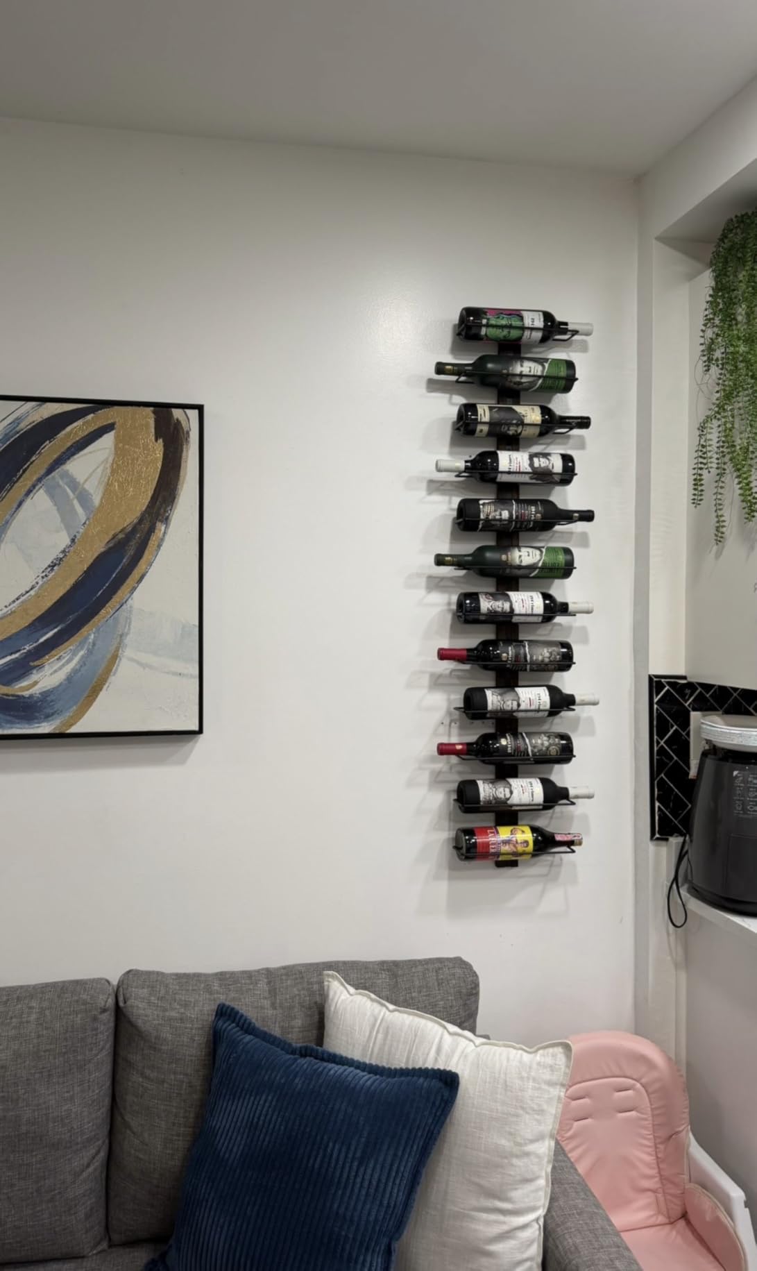 B4Life Wall-Mounted Wine Rack, 9 Bottles Wood & Metal Storage | Collectors, Dining Rooms, Kitchens, Home Bars, Wine Cellars, Decorative Display With Empty Bottles customer photo 1