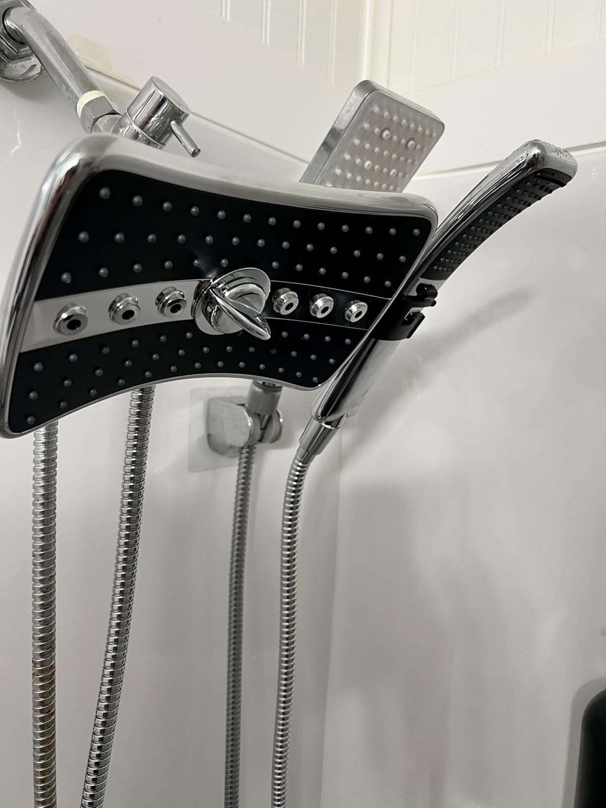 BRIGHT SHOWERS High Pressure Dual Shower Head Combo, Handheld Showerhead Rainfall Shower Head Combo with Black Face, 60 Inch Long Stainless Steel Shower Hose, Chrome customer photo 1