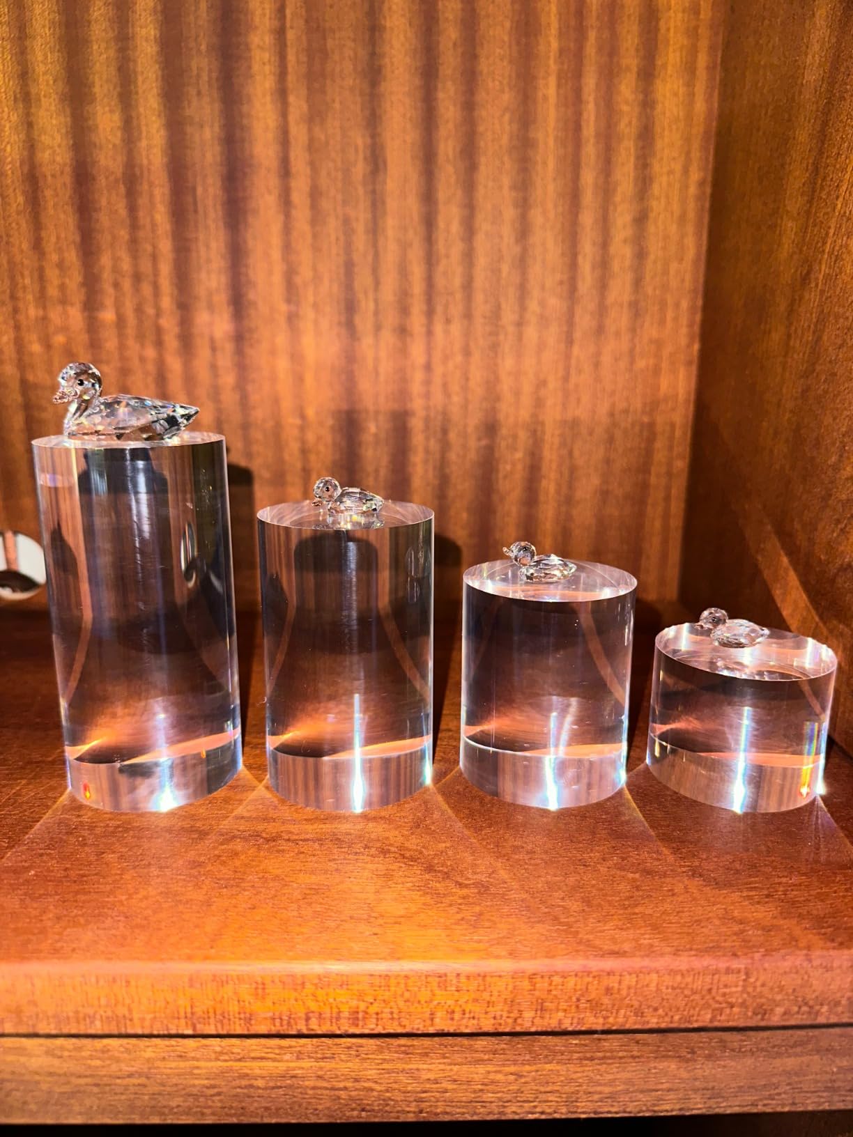 Hipiwe 4-Pack Acrylic Display Risers Figures Display Stand Holder, Cylinder | Clear Round Nesting Pedestal Shelf for Geodes, Rock, Small Collectibles, Display Blocks, Jewelry Perfume Showcase Organizer customer photo 2