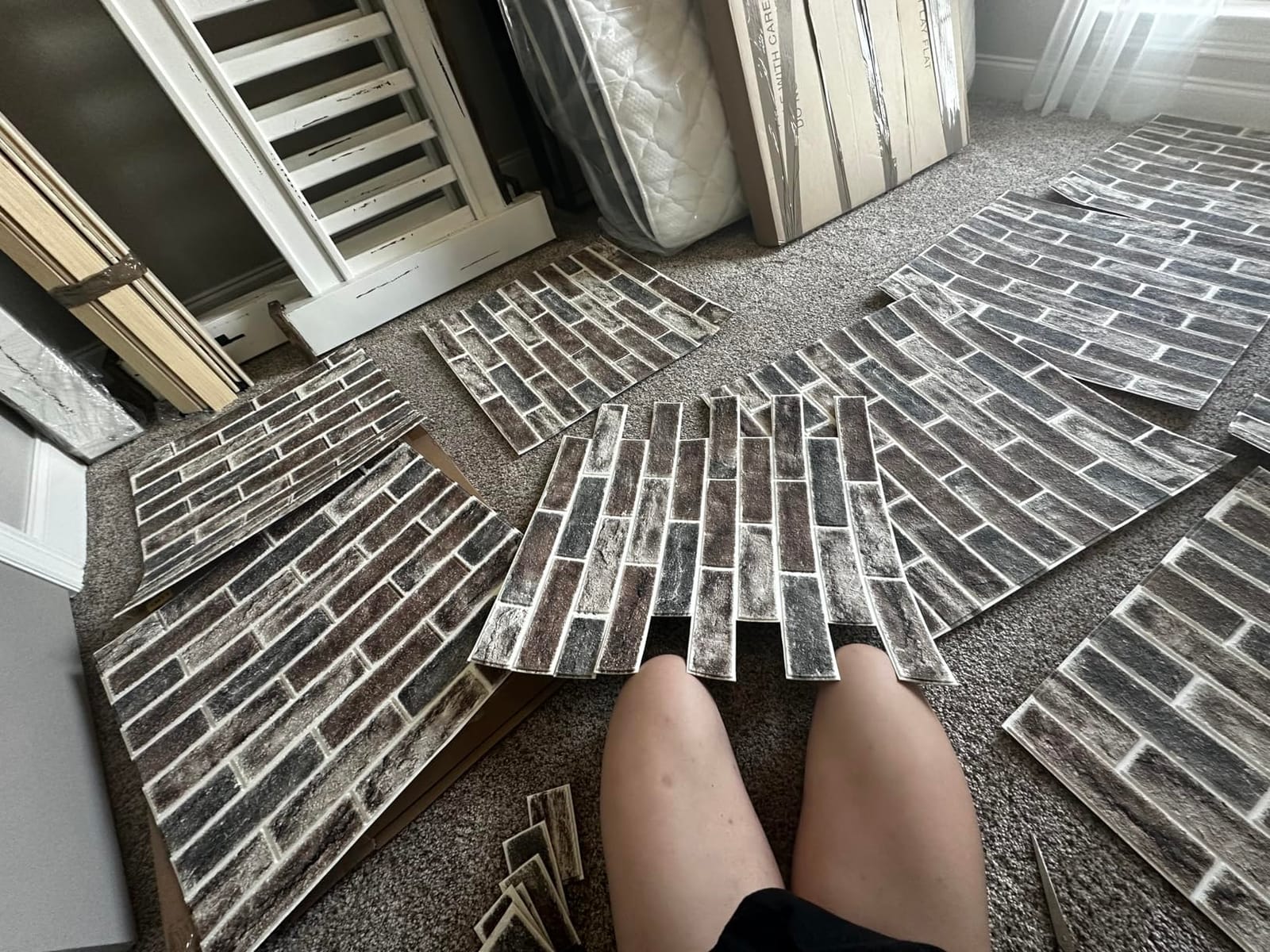 Art3d 10-Pack Durable Faux Brick Peel and Stick 3D Wall Panels, Gray Brown customer photo 2