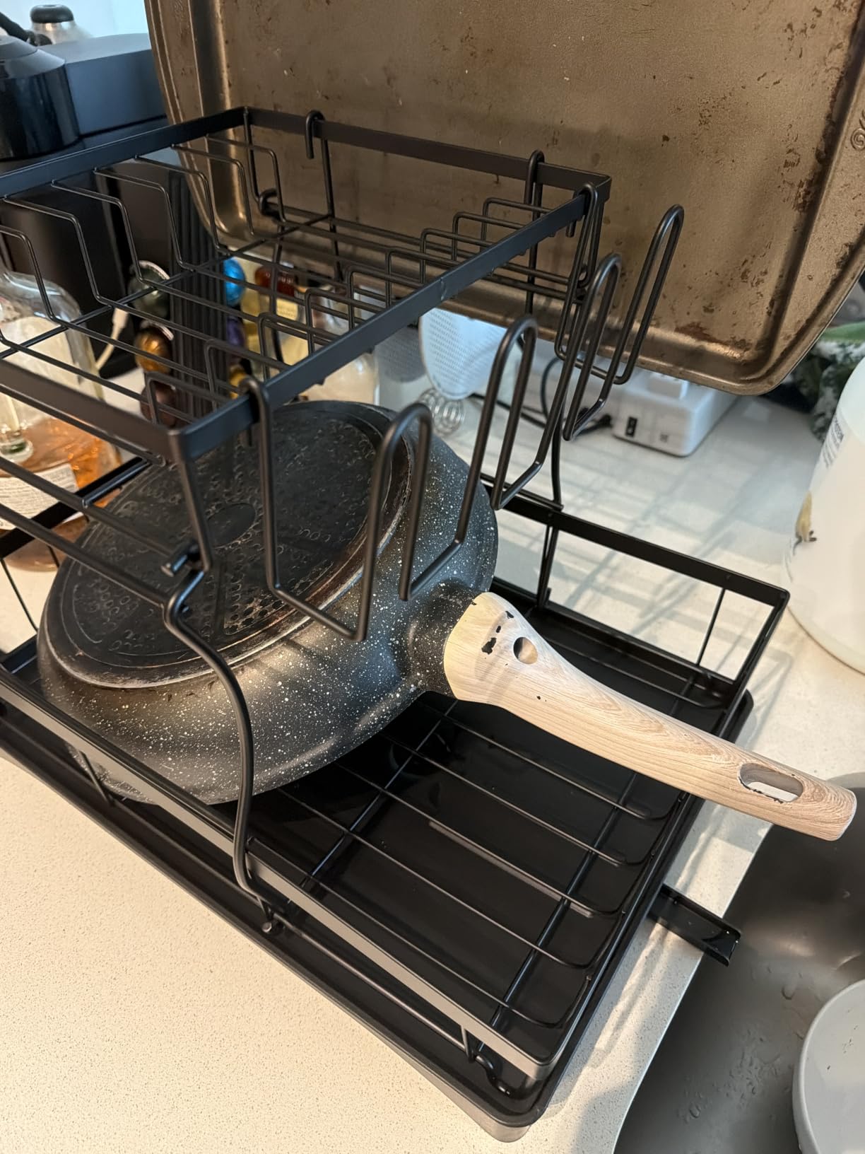 7 code 2-Tier Large Dish Drying Rack for Kitchen Counter, Black customer photo 2