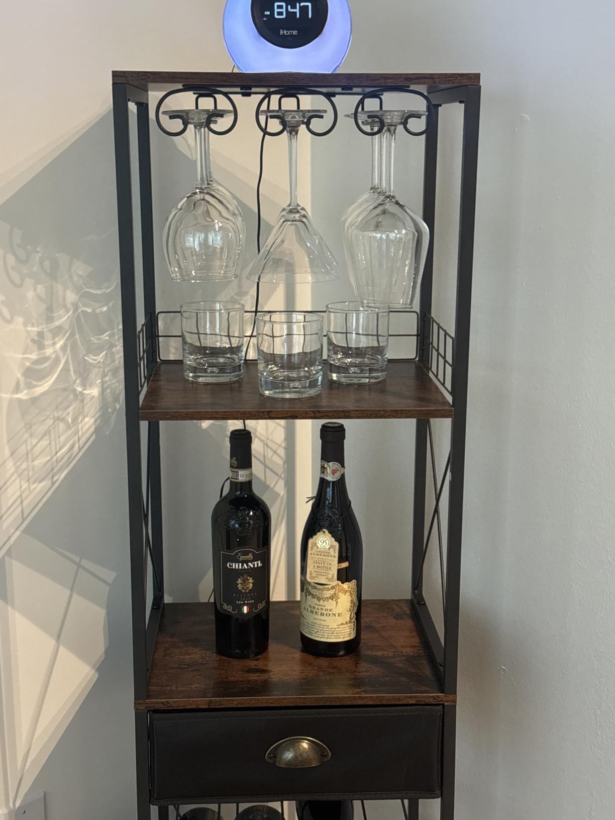 Homeiju Wine Rack Freestanding Floor, Bar Cabinet for Liquor and Glasses customer photo 1