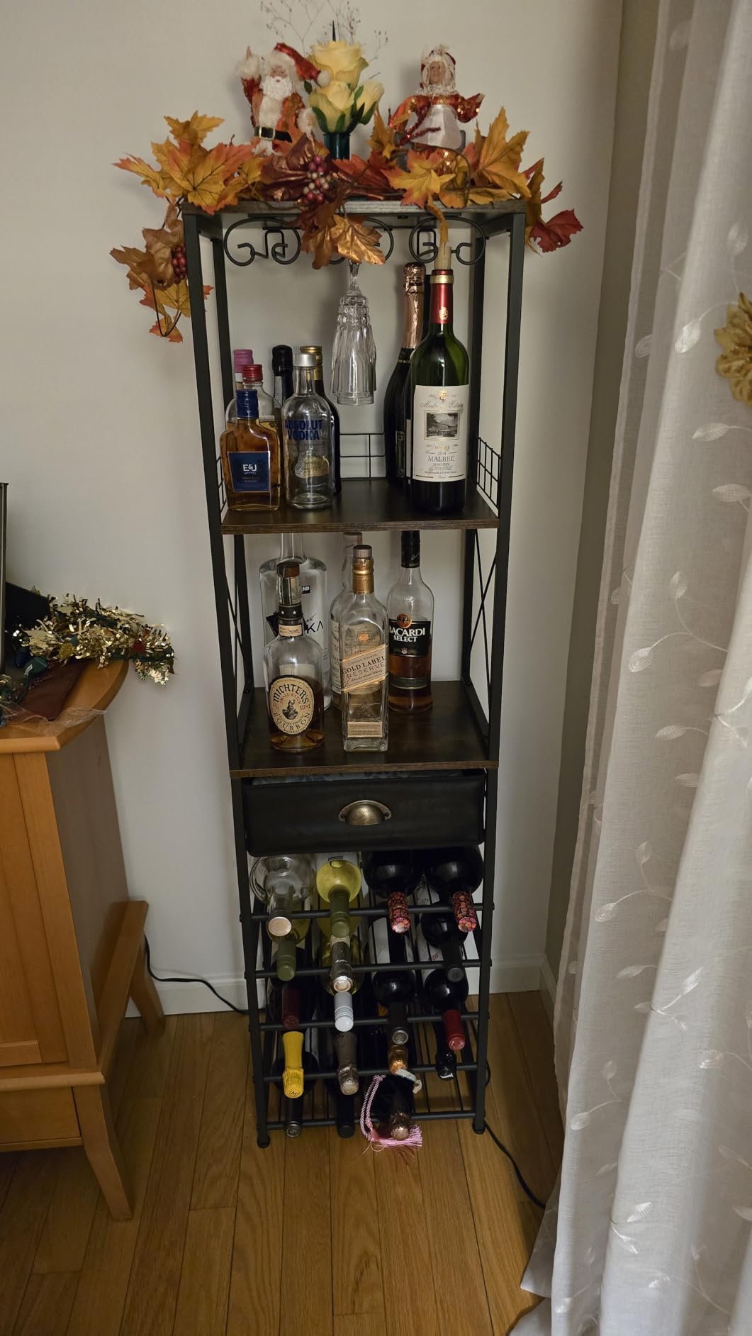 Homeiju Wine Rack Freestanding Floor, Bar Cabinet for Liquor and Glasses customer photo 2