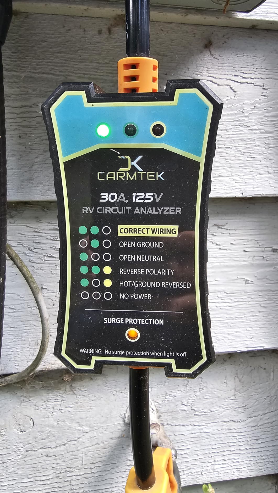 CARMTEK RV Surge Protector 50 Amp - RV Circuit Analyzer with Integrated Surge Protection - Smart 50 Amp Surge Voltage Defender with Grip Handles customer photo 2