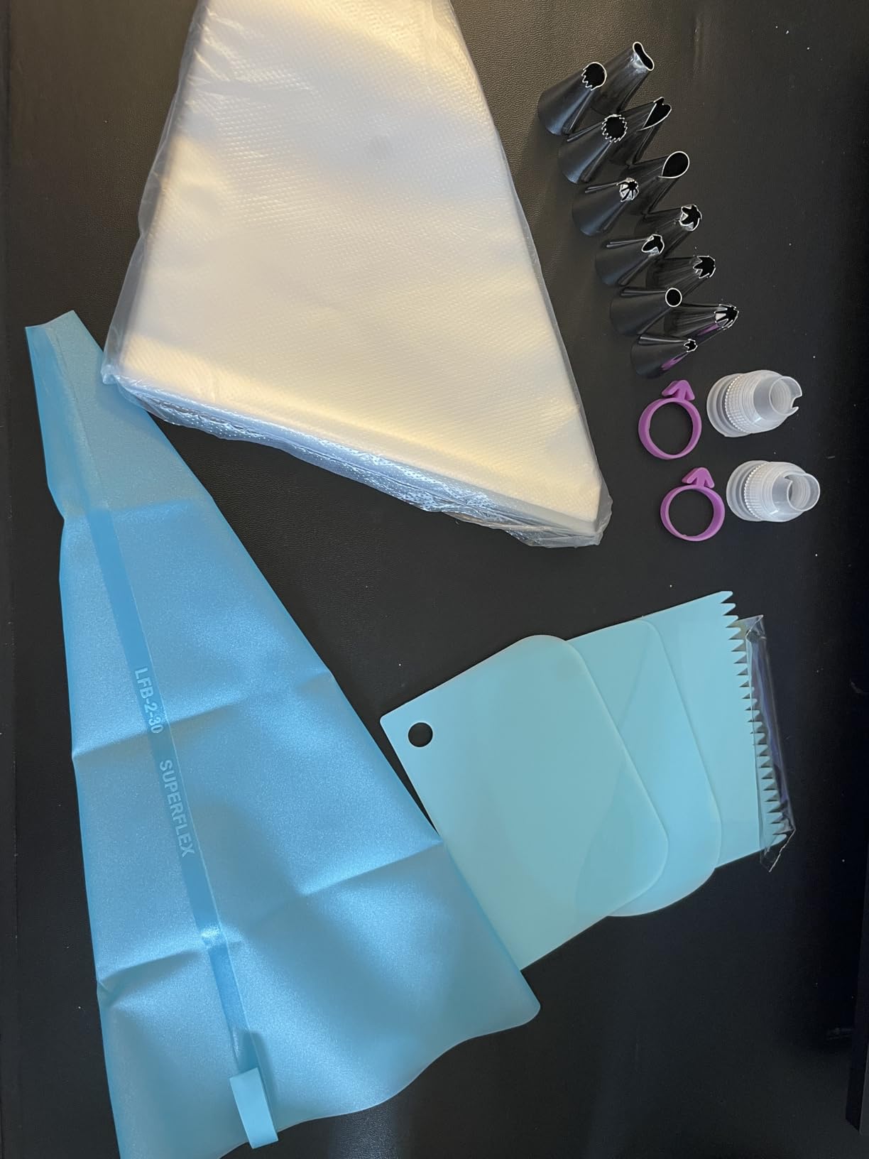 Piping Bags and Tips Set, 100Pcs 12 Inch Pastry Bags, Icing Bags Disposable | Cakes Decorating Kit Supplies with 1 Reusable Piping Bags 1 Couplers 12 Frosting Tips 2 Bag Ties 3 Cake Scraper customer photo 2