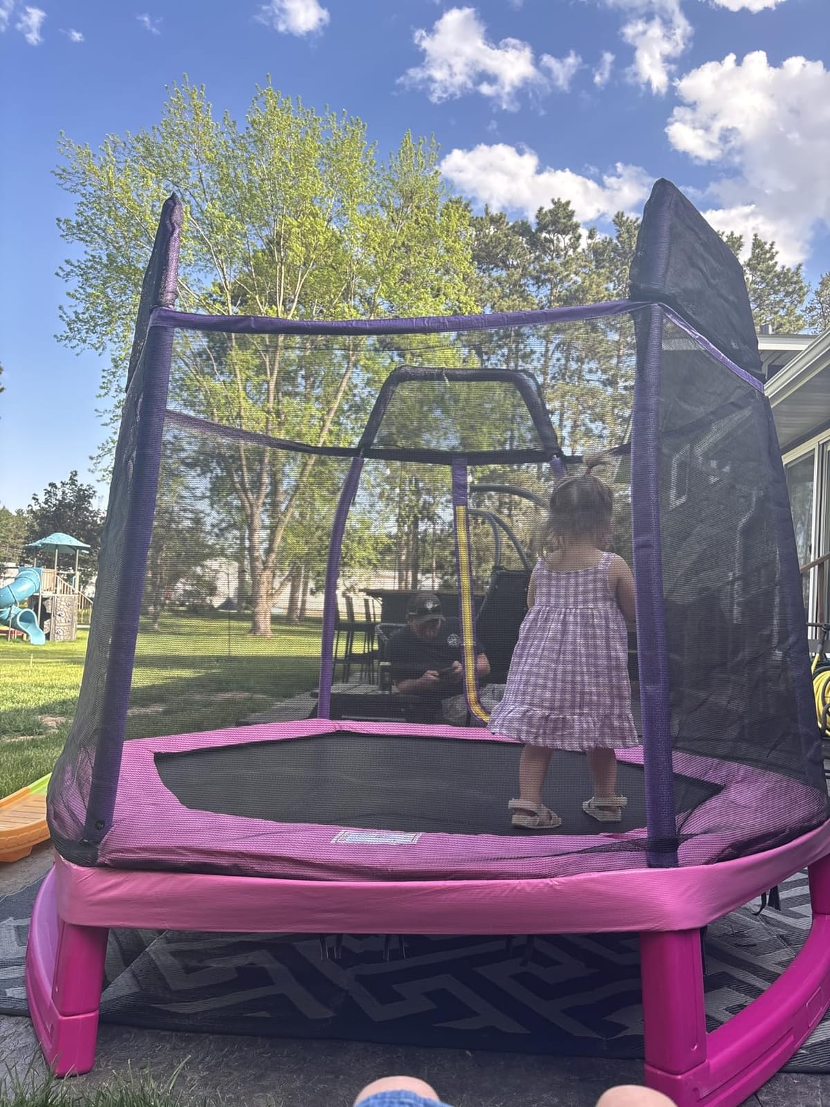 Giantex 7 Ft Trampoline for Kids, Heavy Duty Steel Frame Small Mini Toddler Trampoline, Great Gifts for Boys Girls, Outdoor Indoor Kids Trampoline with Net, for Age 3-8 customer photo 1