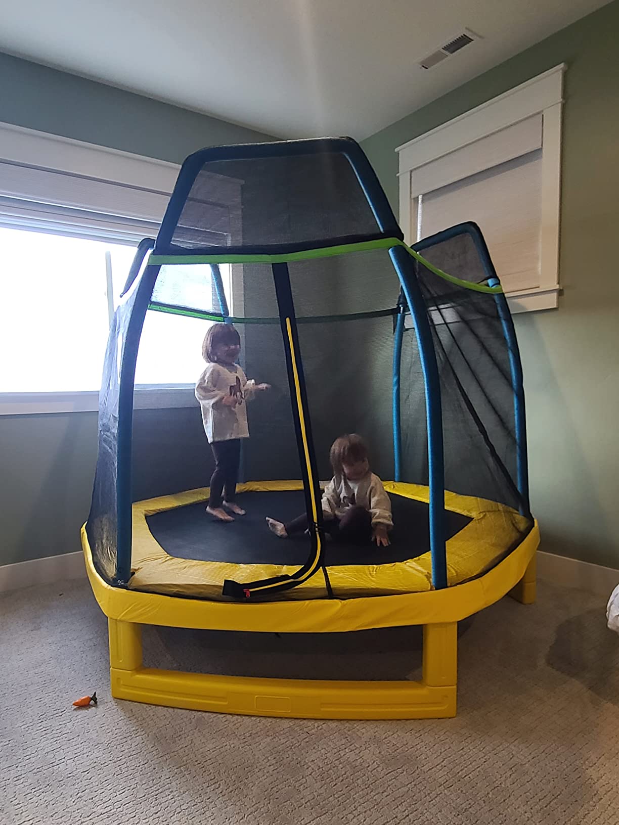 Giantex 7 Ft Trampoline for Kids, Heavy Duty Steel Frame Small Mini Toddler Trampoline, Great Gifts for Boys Girls, Outdoor Indoor Kids Trampoline with Net, for Age 3-8 customer photo 2