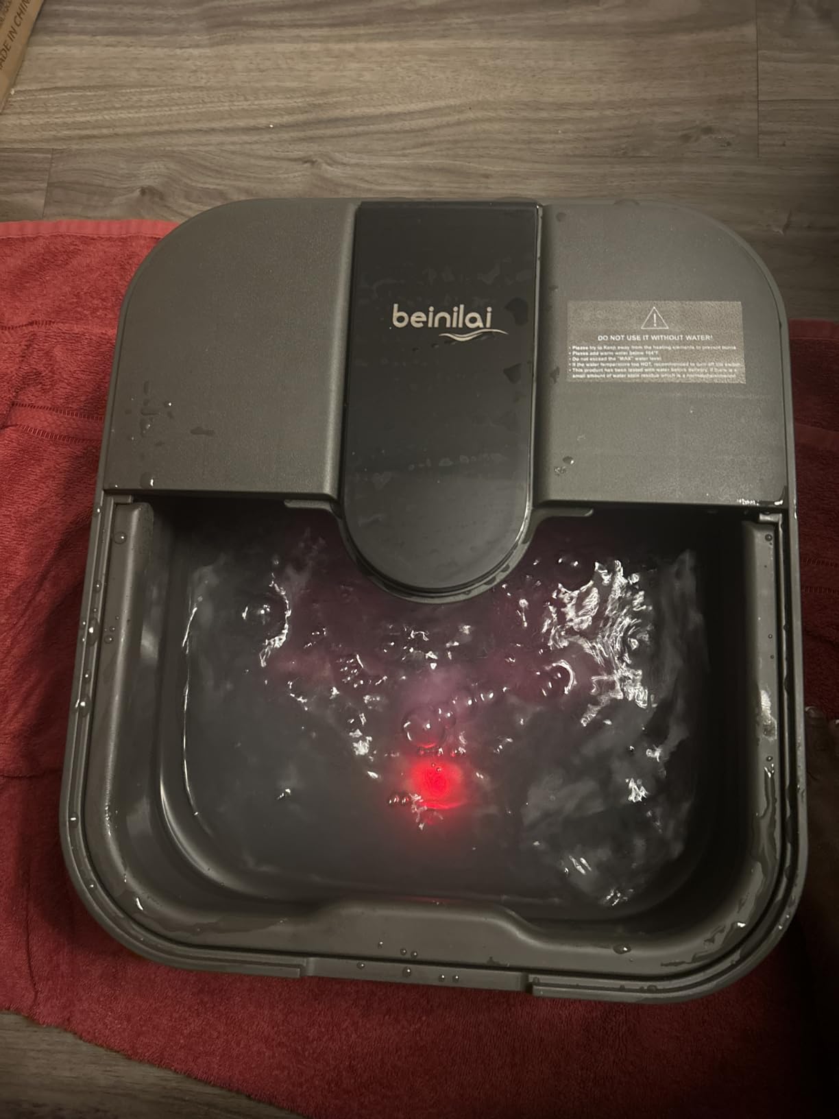 Beinilai Collapsible Foot Spa,Foot Bath with Heat and Massage and Bubble Jets,Foot Soak Tub with Six Non Motorized Rollers,Acupressure Massage Points,Red Light and Removable Pumice Stone customer photo 2