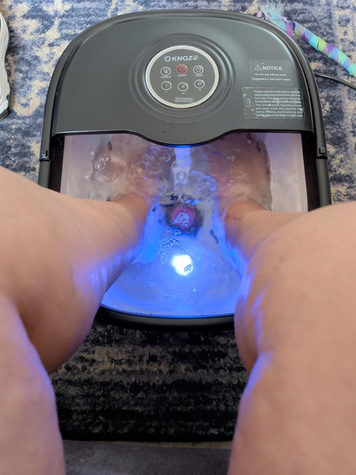 KNQZE Collapsible Foot Spa Bath with Heat & Remote Control, Bubble Massage, Temperature Control, Red Light (Black) customer photo 2