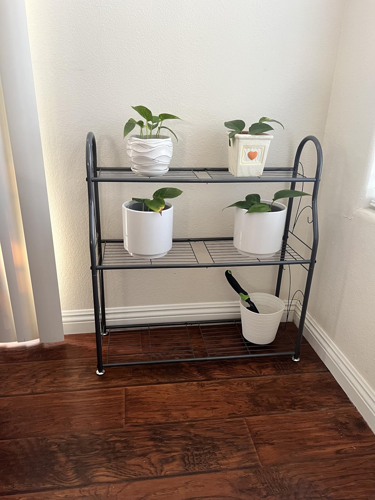SORCEDAS Plant Stand Indoor Outdoor 3 Tier Metal Corner Flower Shelf customer photo 2
