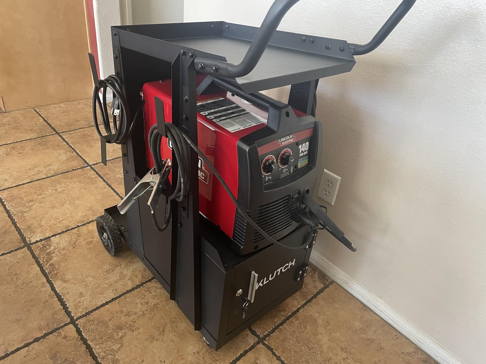 Klutch 2-Tier Welding Cart with Cabinet, 100-Lb., 31.5in.L x 16.1in.W customer photo 1