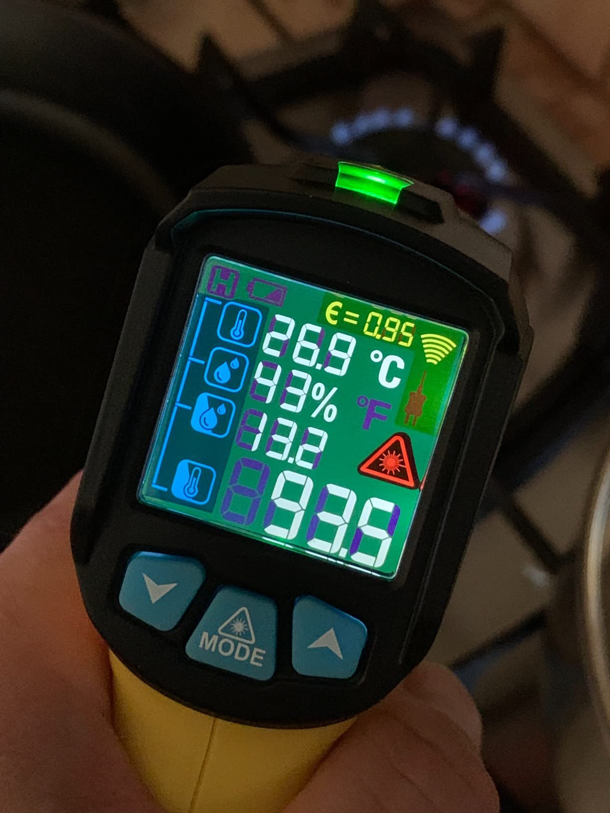 Infrared Thermometer Gun, Non Contact Digital Laser Thermometer Temperature Gun with Color LCD for Cooking, Home Repairs, Humidity Measurement, Adjustable Emissivity -58°F to 1472°F(-50~800°C) customer photo 1