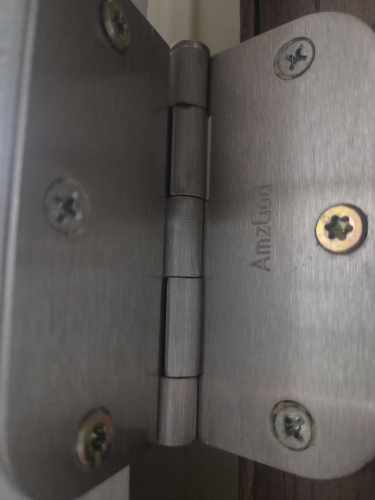 Door Hinges Brushed Nickel - 3 Pack Satin Nickel 3.5 Inch Rounded Interior Door Hinges with 5/8