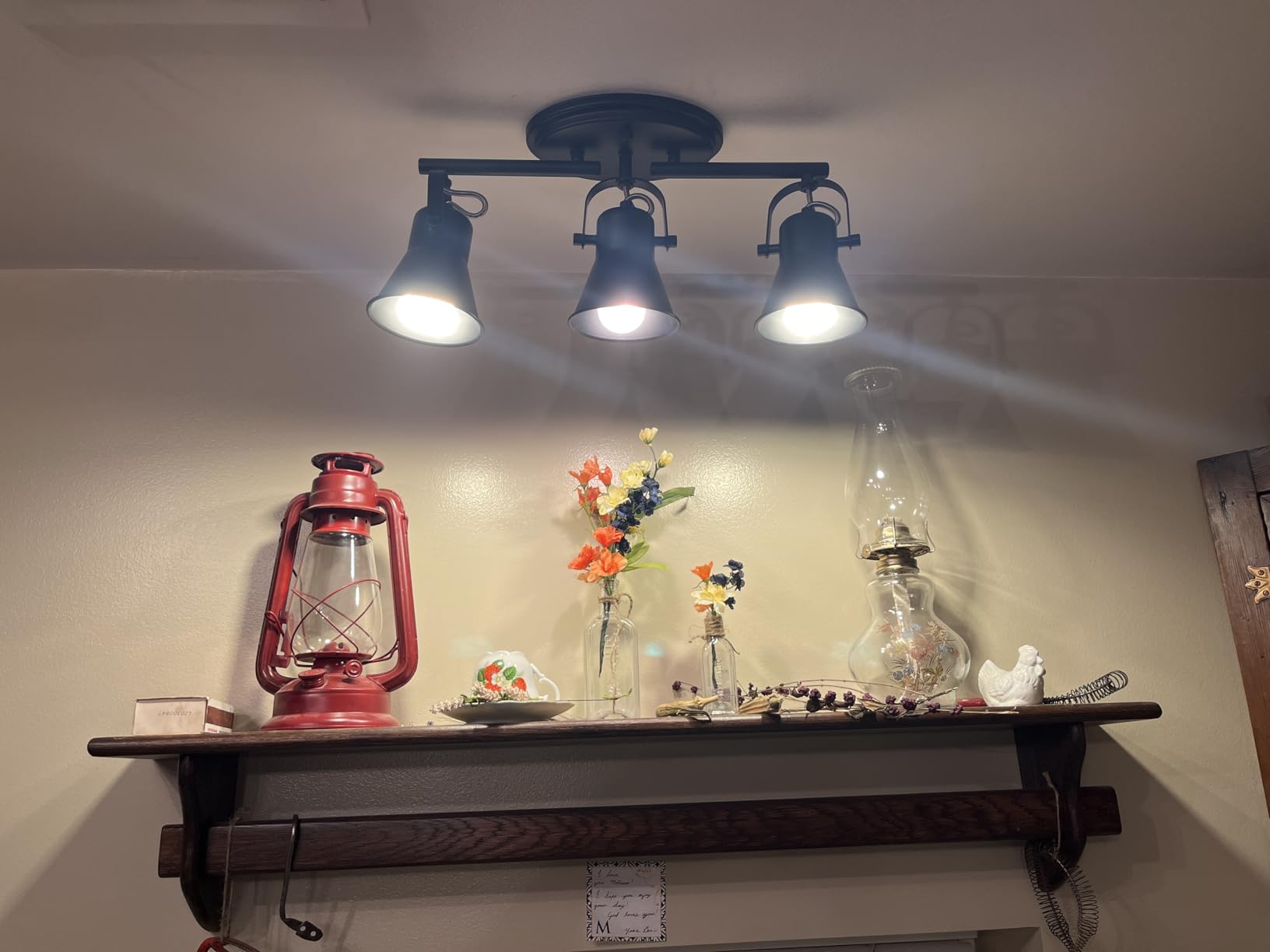 4-Light Track Lighting Kit, Directional Ceiling Light, Industrial Black Kitchen Track Lighting Fixtures Ceiling for Kitchen, Living Room, Dining Room, Hallway. customer photo 2
