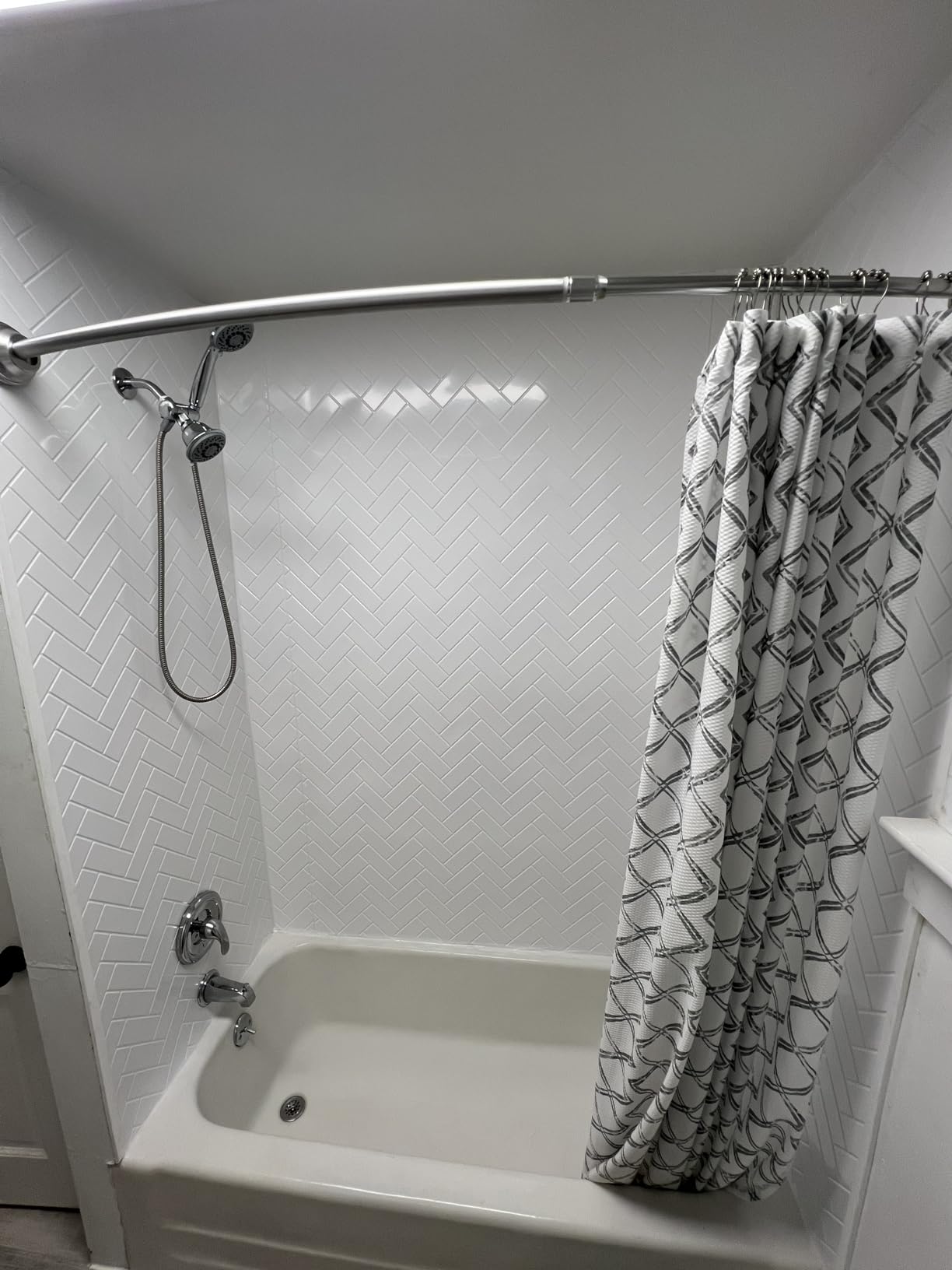 From Plain To Beautiful In Hours 133-HERR-KIT Herringbone Tile Tub and Shower Wall Panels Surround, Gloss White, 96 Square Feet customer photo 2