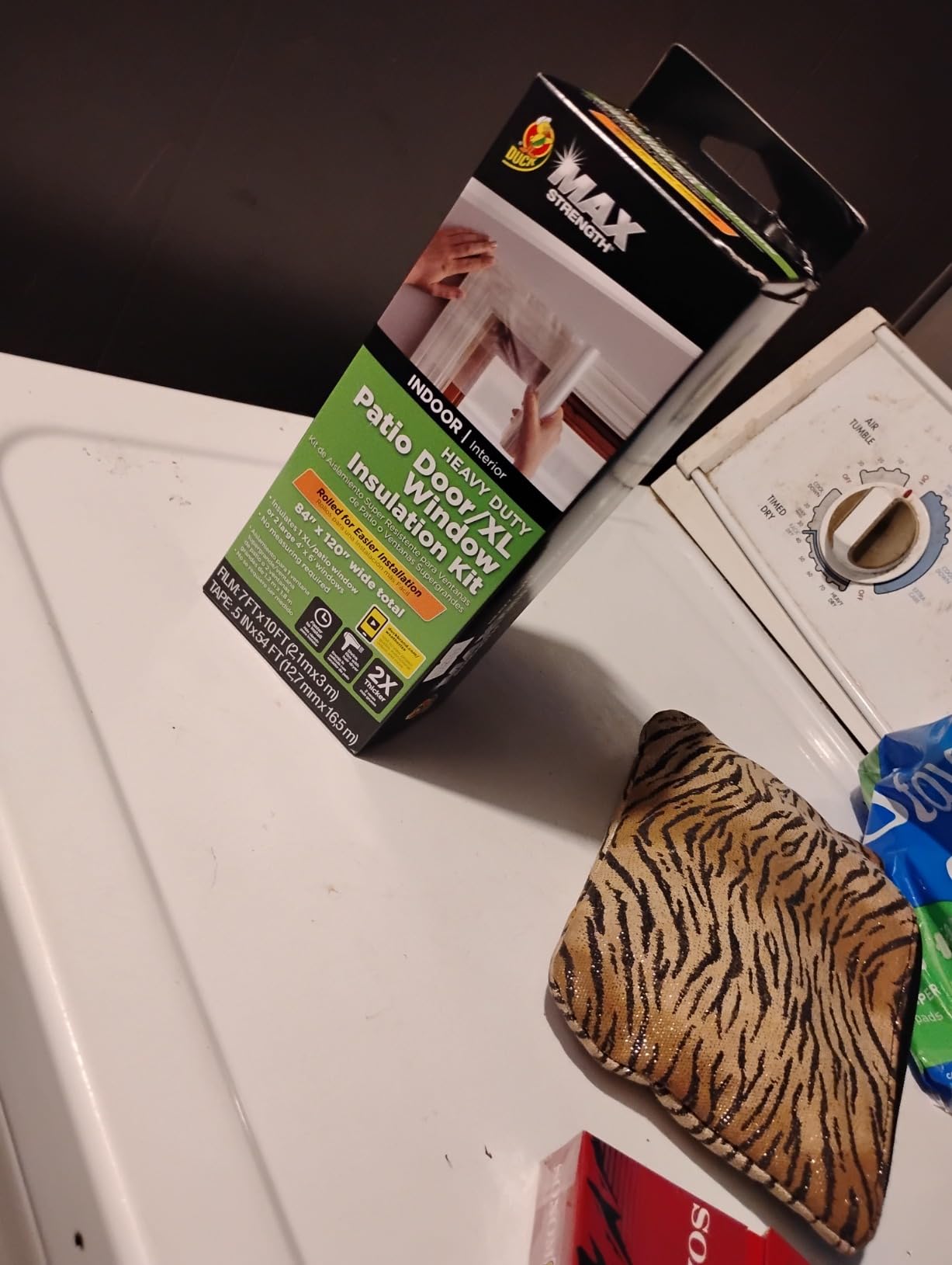 Duck MAX Strength Window Insulation Kit, Winter Window Seal Kit Fits Patio Doors & Large Windows, Heavy Duty Shrink Film Insulator, Indoor Installation, Window Tape Included, 84