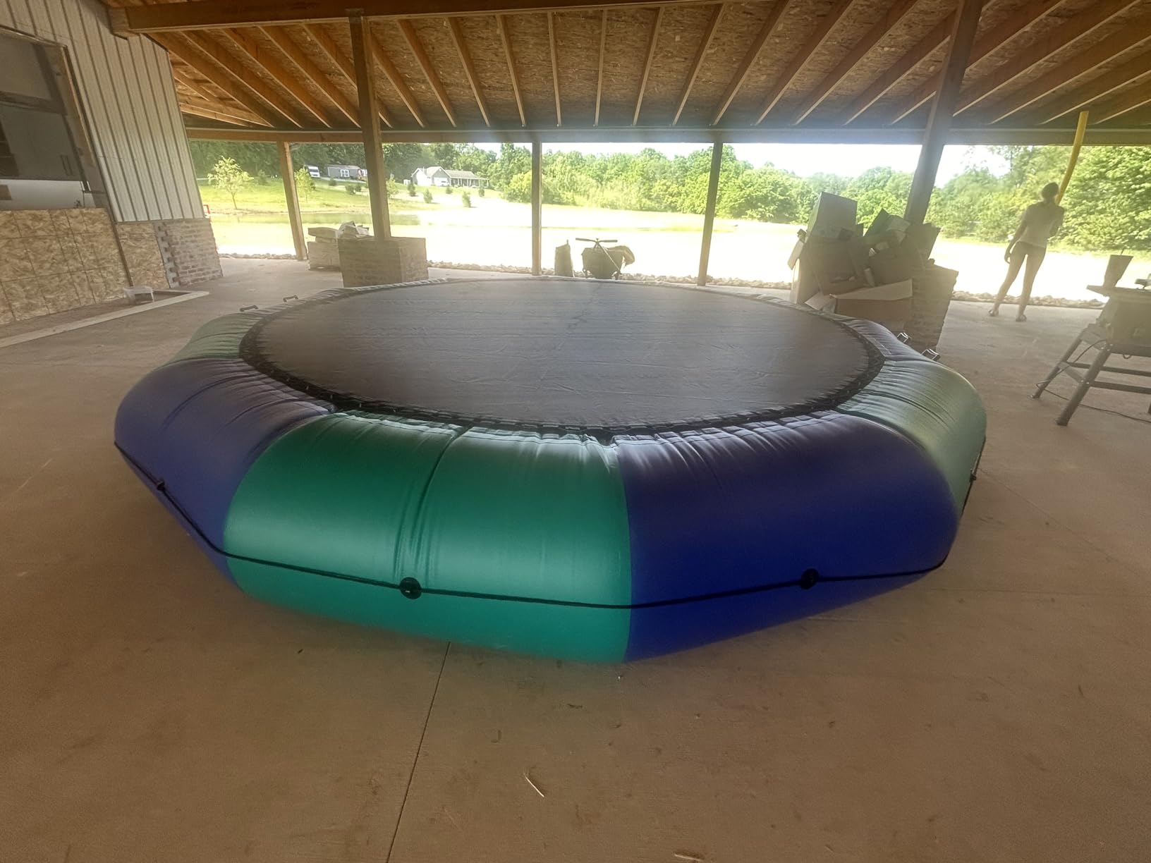 Giantex 10Ft 12Ft 15Ft Inflatable Water Trampoline, Floating Rebounder Trampoline with 500W Blower and 3-Step Rope Ladder, Kids Adults Recreational Water Trampoline for Pool, Lake customer photo 2