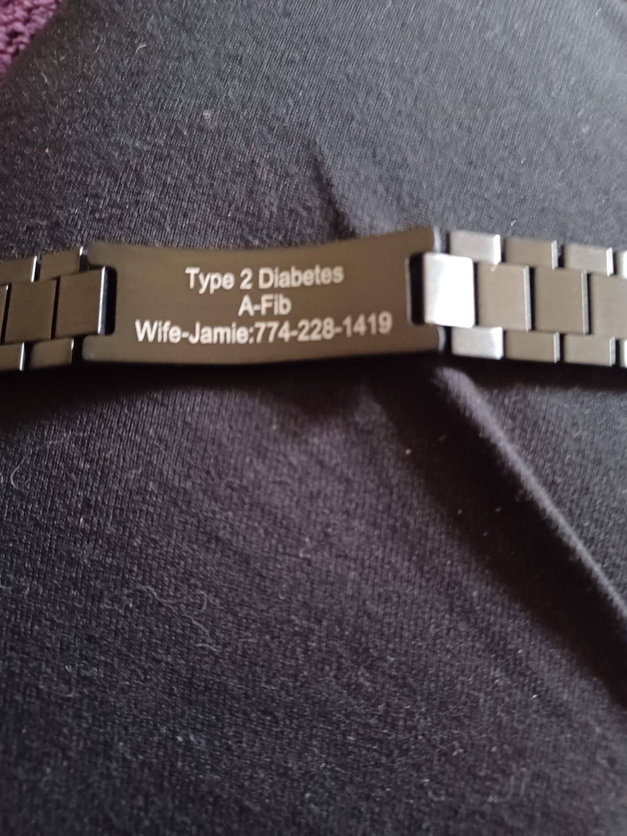Medical ID Bracelet for Men: Free Engraving Black Masculine Watch Band Style Medical Alert Wristband Personalized Medic ID Bracelet Jewelry for Men customer photo 1
