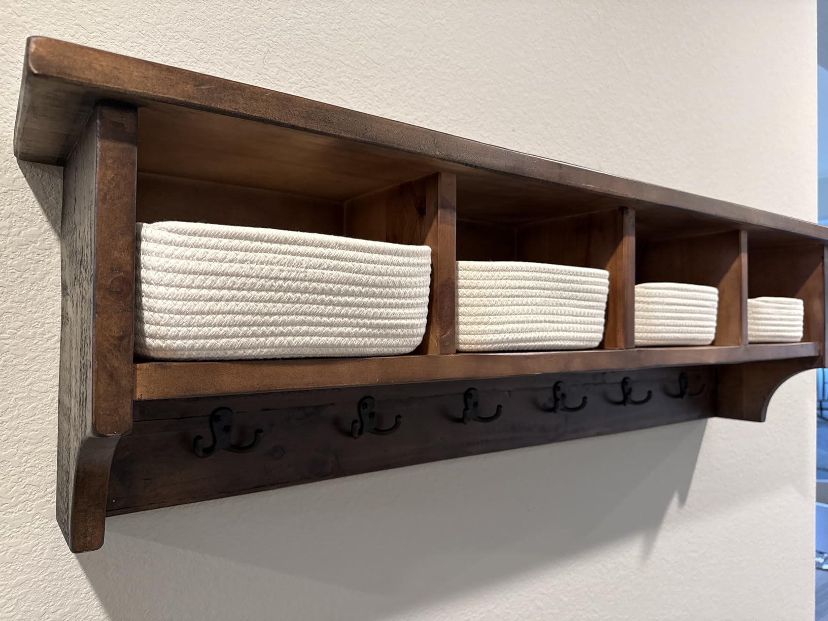 Alaterre Furniture Pomona Entryway Coat Hook with Cubbies, 48