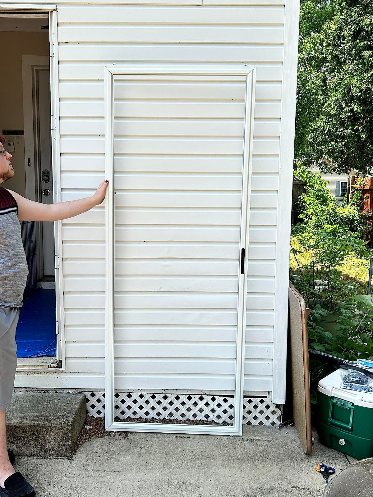 Custom Size Sliding Patio Screen Door Kit – Made to Order Aluminum Frame, Assembly Required, Locking Handle, 5 Color Options, Optional PetScreen® Mesh customer photo 1