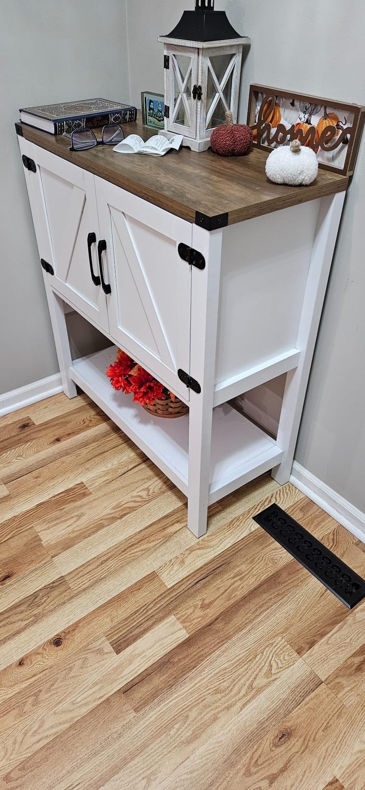 Mufico Sofa Table Console Table, Coffee Bar Cabinet, 31.5 L x 13.8 D x 34.65 H Entryway Table with 2 Storage Cabinets, Farmhouse Foyer Table, Buffet Sideboard for Kitchen, Hallway (Rustic Brown) customer photo 1