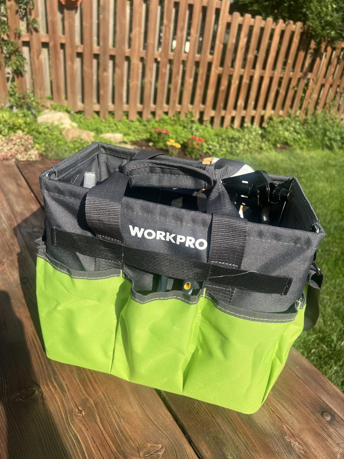 WORKPRO Garden Tool Bag, 10 Pockets and Shoulder Strap, Green customer photo 1