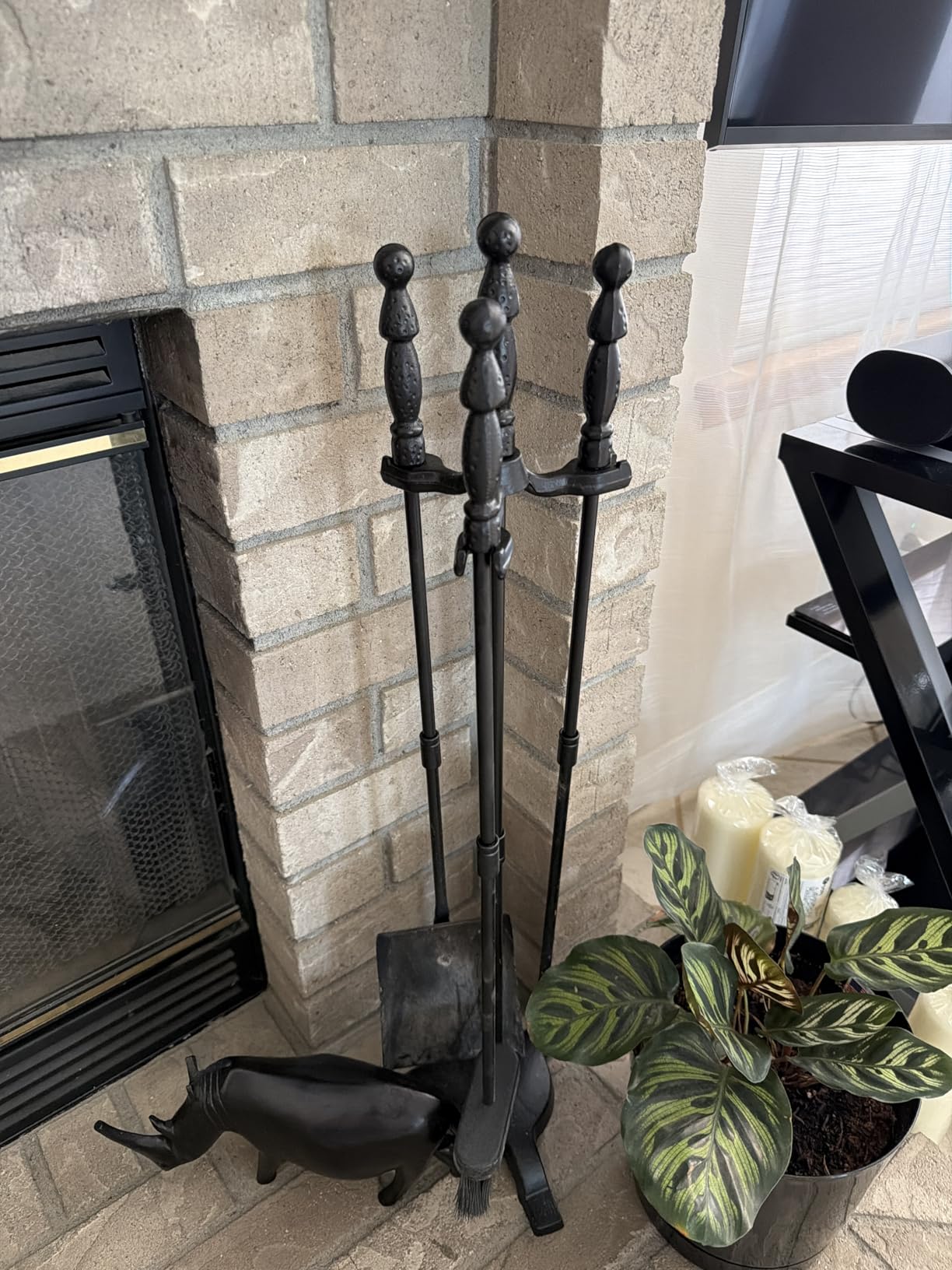 Fire Beauty Fireplace Tool Set Black Wrought Iron Indoor Outdoor Use customer photo 1