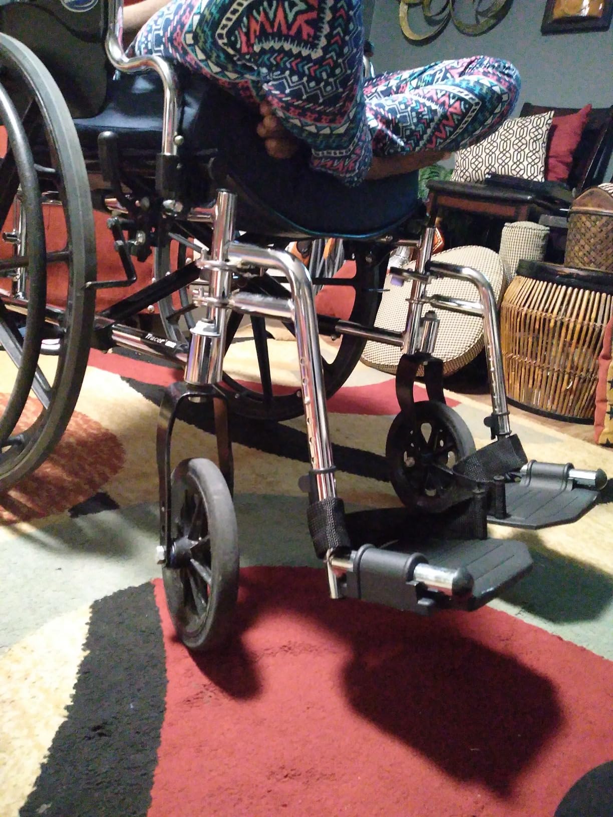 Healthline Wheelchair Swingaway Legrest Footplates with Heel Loops – Pair (Black) – Fits Select Standard Wheelchairs – Adjustable Length 16.5