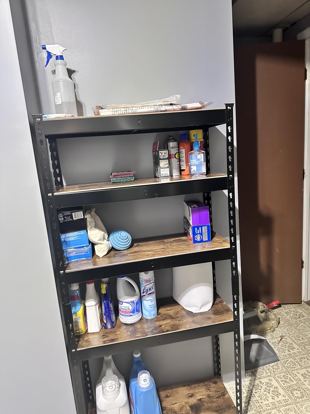 SONGMICS 5-Tier Storage Shelves, Load 2310 lb, Garage Storage, Boltless Assembly, Adjustable Shelving Unit, 11.8 x 29.5 x 59.1 Inches, for Study Shed Basement, Gray and Natural Beige UGLR300G01 customer photo 1