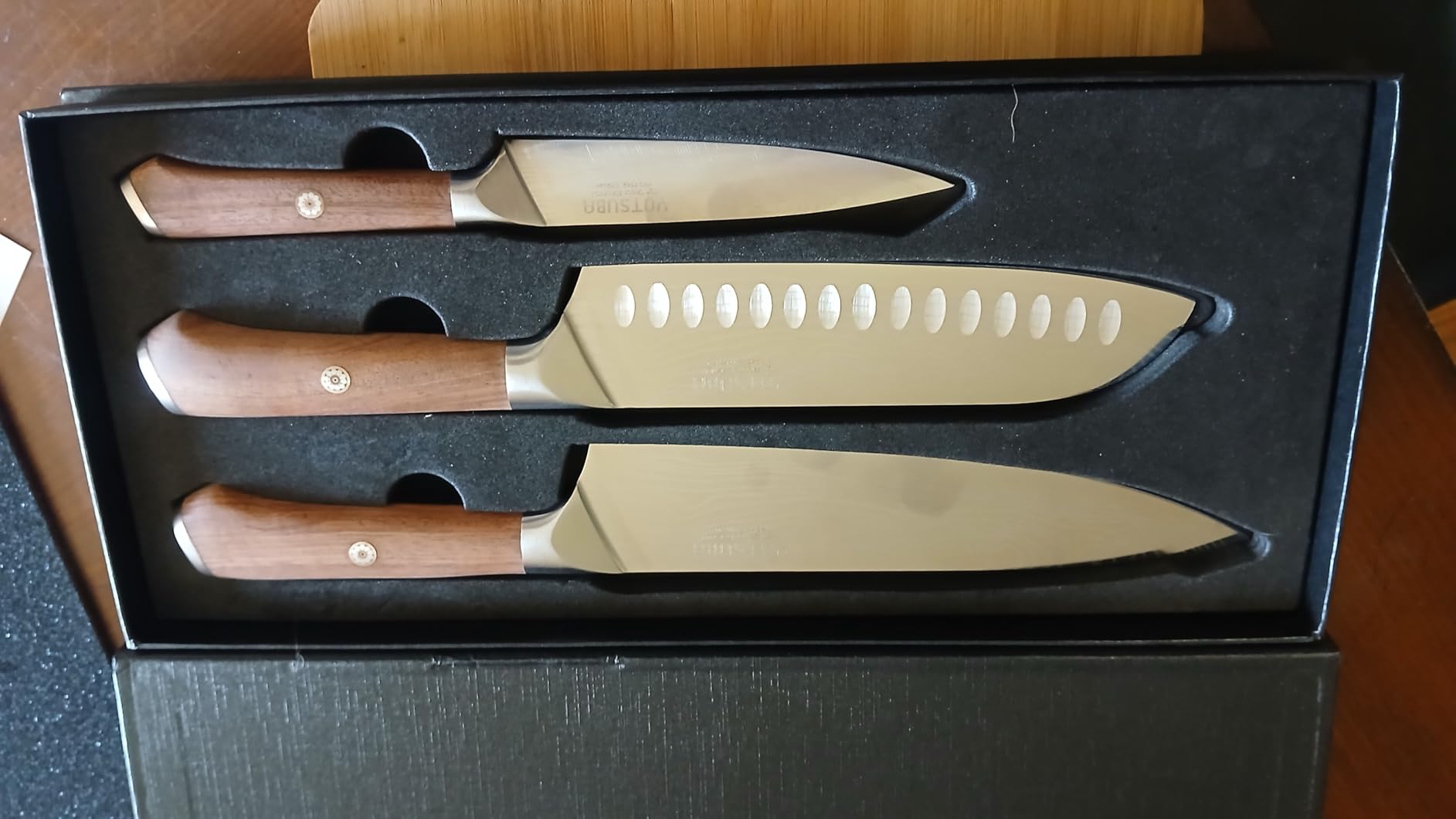 YOTSUBA 3 PCS Japanese Kitchen Knife Set with Full Tang Rosewood Handle customer photo 2