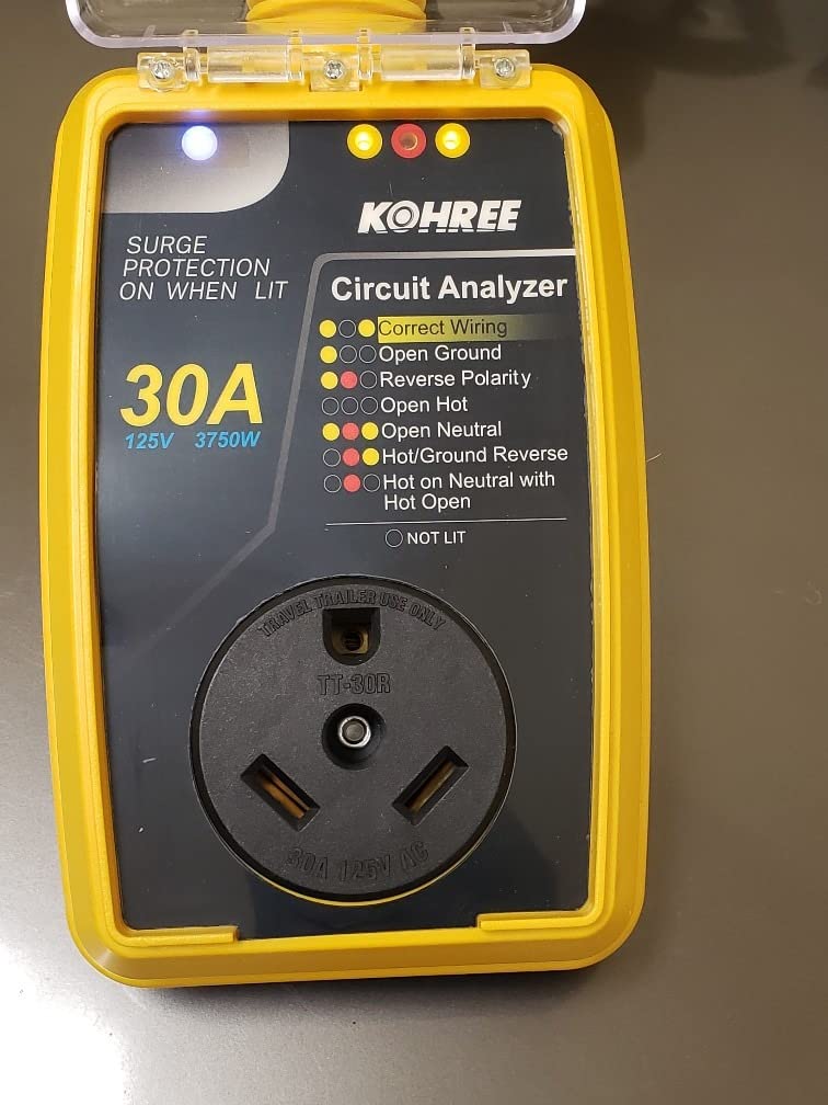 Kohree RV Surge Protector 30 Amp, Power Surge Voltage Protection 12000J | RV Adapter Plug, Waterproof Cover, LED Circuit Analyzer, RV Camping Accessories for Camper Travel Trailers , 30A Yellow customer photo 1