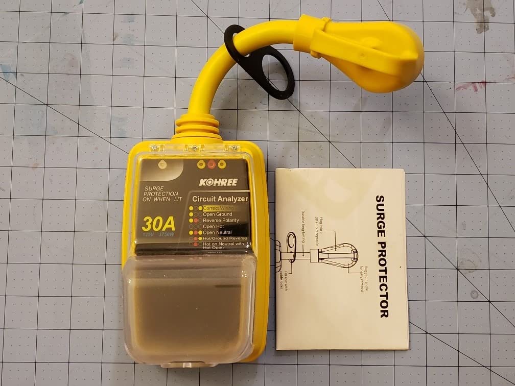 Kohree RV Surge Protector 30 Amp, Power Surge Voltage Protection 12000J | RV Adapter Plug, Waterproof Cover, LED Circuit Analyzer, RV Camping Accessories for Camper Travel Trailers , 30A Yellow customer photo 2