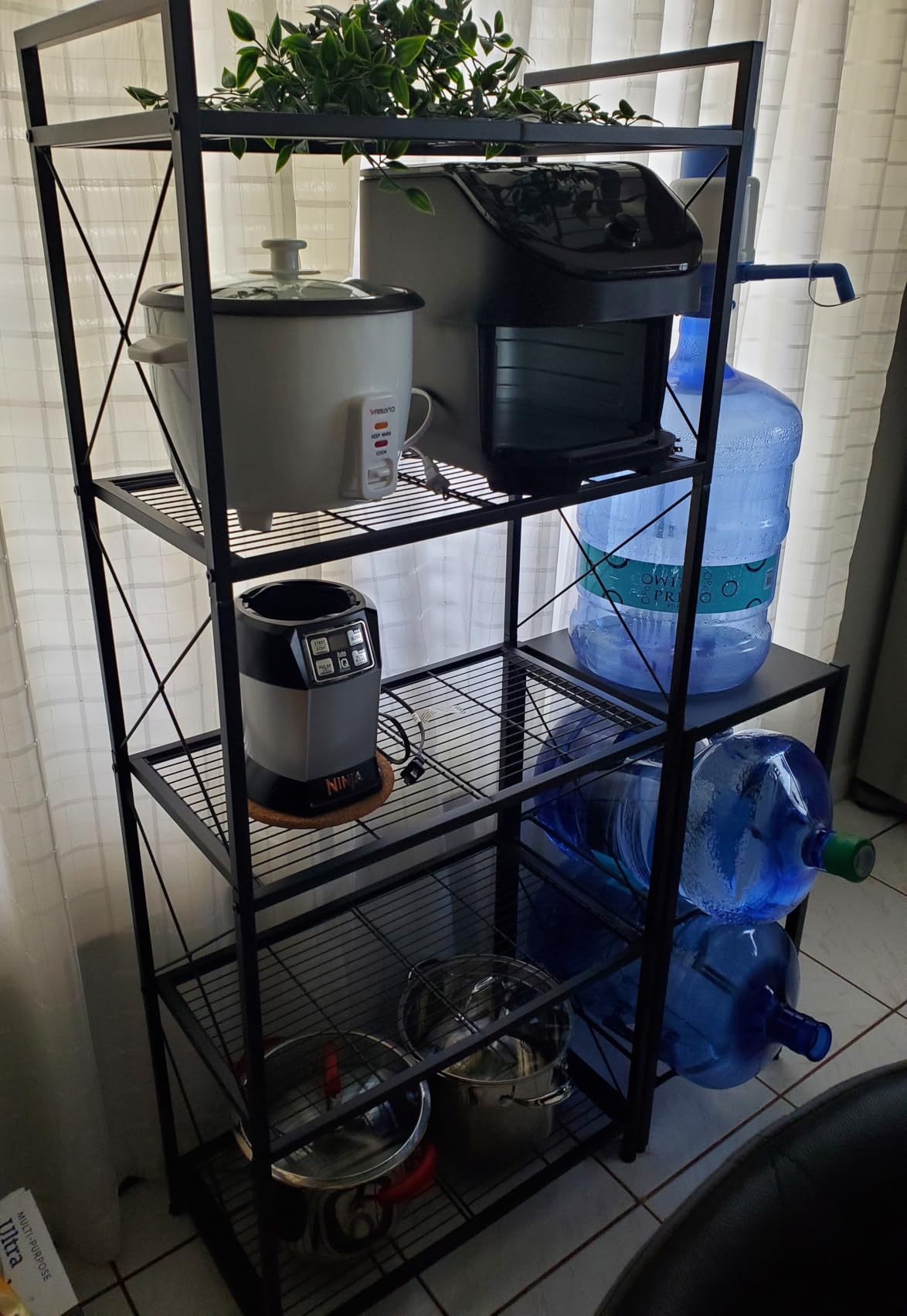 SONGMICS 5-Tier Steel Storage Rack, Shelving Unit with X Side Frames customer photo 2
