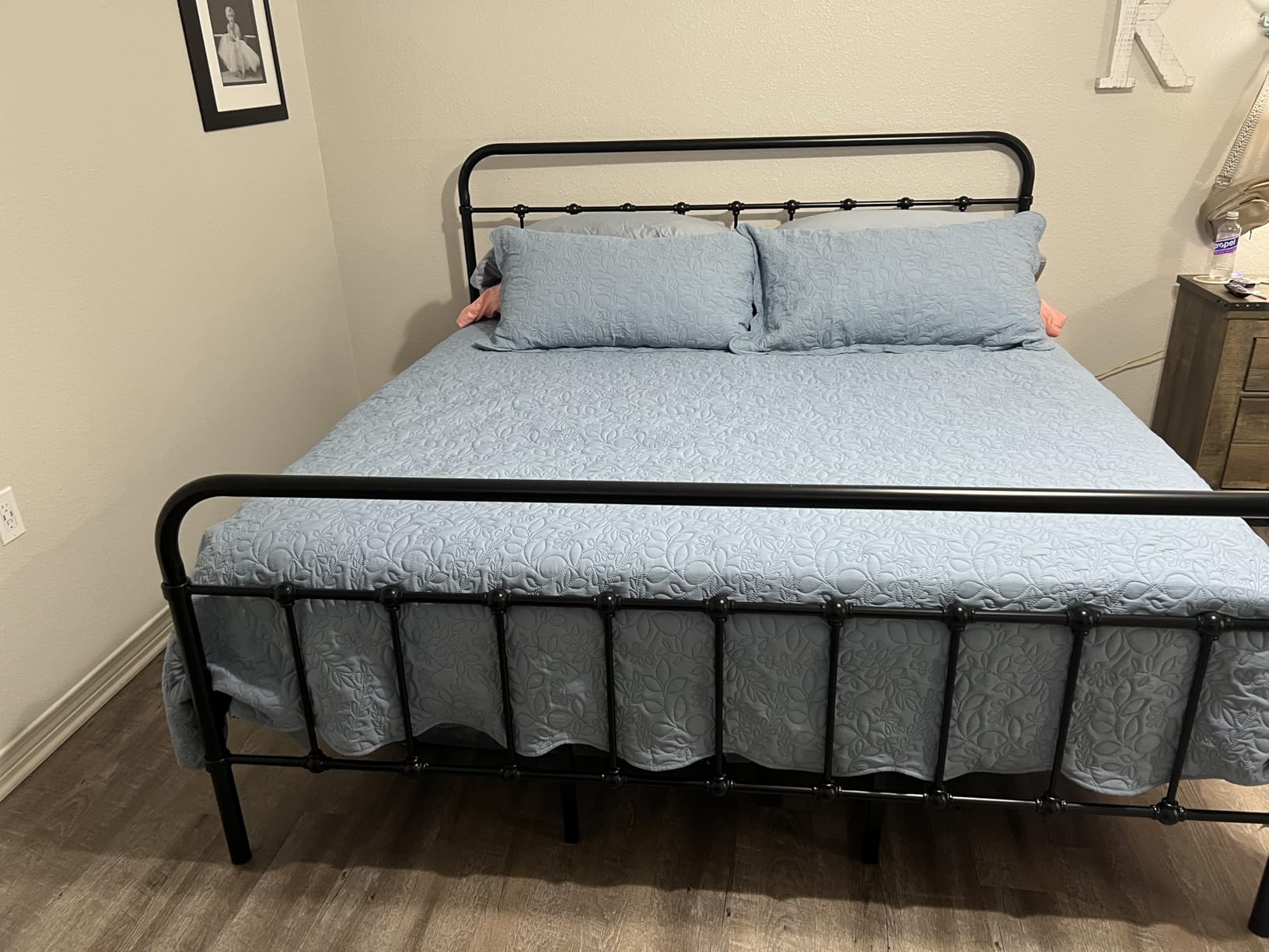 Allewie Queen Metal Bed Frame with Victorian Iron-Art Headboard, Black | Victorian Style Wrought Iron-Art Headboard/Footboard, Easy Assembly, Under Bed Storage, No Box Spring Required customer photo 1