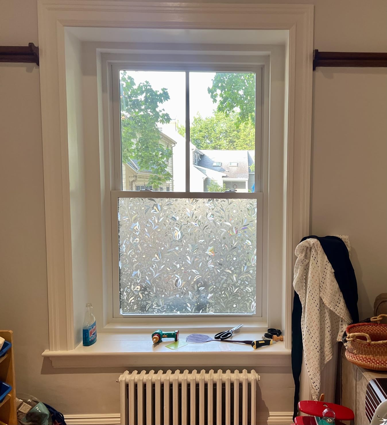 Volcanics One Way Window Privacy Film Sun Blocking Window Tinting Film for Home Heat Control Mirror Tint Film Static Cling Reflective Solar Window Film 35.4 x 78.7 Inches, Silver customer photo 2