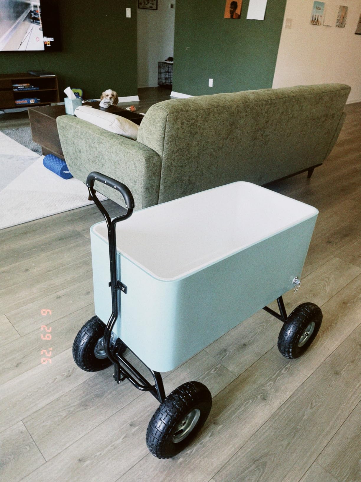 VINGLI 80 Quart Wagon Rolling Cooler Ice Chest, w/Long Handle and 10