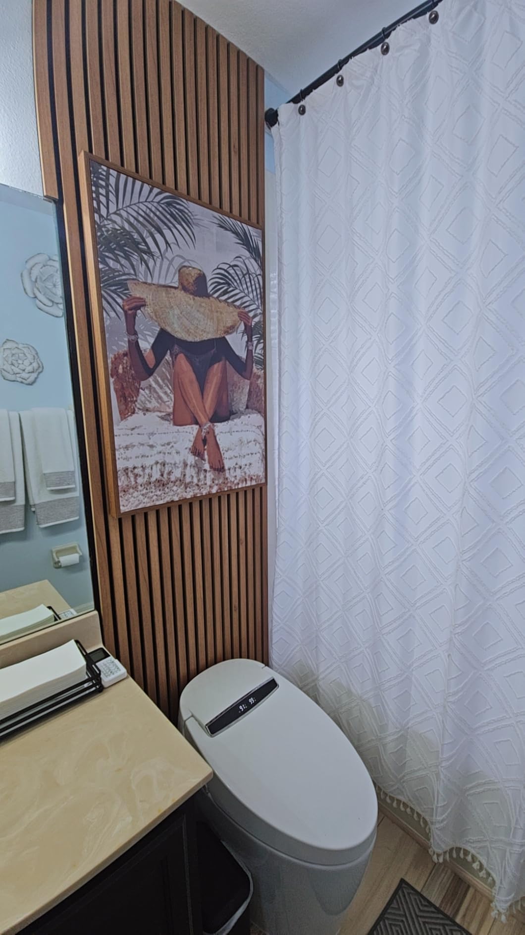 Art3d 4-Pack Soundproof Wood Slat Wall Panels, 94.5 x 7.9 Inch, Walnut customer photo 1