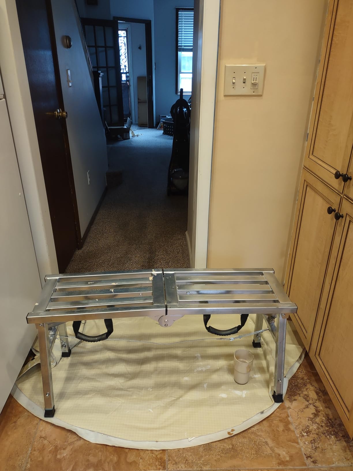 Adjustable Work Platform with 800 lb Duty Rating, Steel Step Ladder, Portable Folding Scaffolding Platform for RV Cleaning High Painting Walls, Drywall, Decorating (180 CM) customer photo 1